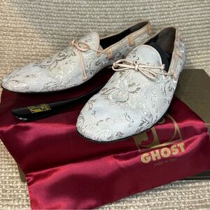 Jo Ghost Suede Embroidered Loafers Italy Slip On Designer Sz 44 US 11